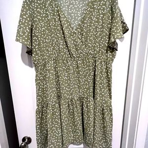 Shein olive green heart polka dot dress